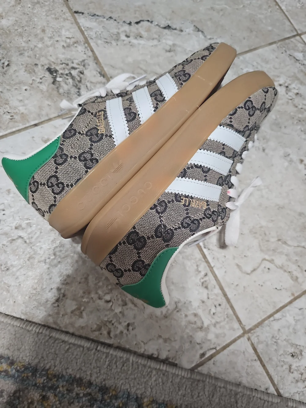 adidas x Gucci Gazelle Beige GG Monogram Size 7 - Picture 14 of 15